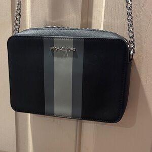 Michael Kors Black and Gray Stripe Crossbody
